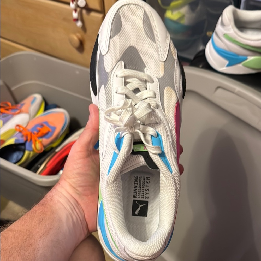 Puma White and Blue Running Sneakers - Picture 4 of 5